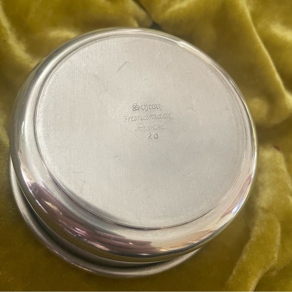Vintage MCM Schroths Pewter Jewelry Box marked 20 chrome ring box trinket dish - Picture 7 of 9